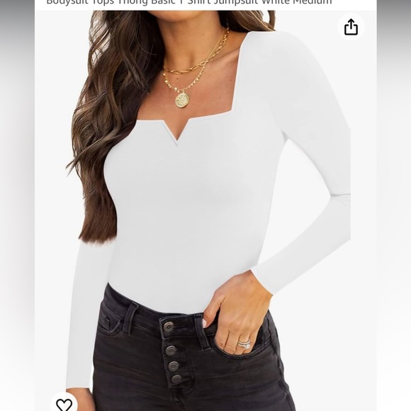 White Square Neck Bodysuit - Picture 1 of 4